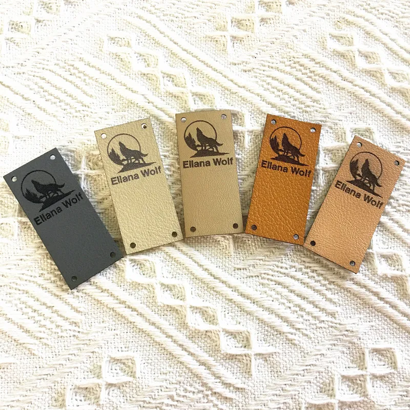 30pcs Leather tags for handmade items personalized sewing tags for knitting clothes Folding crochet hats label custom logo text