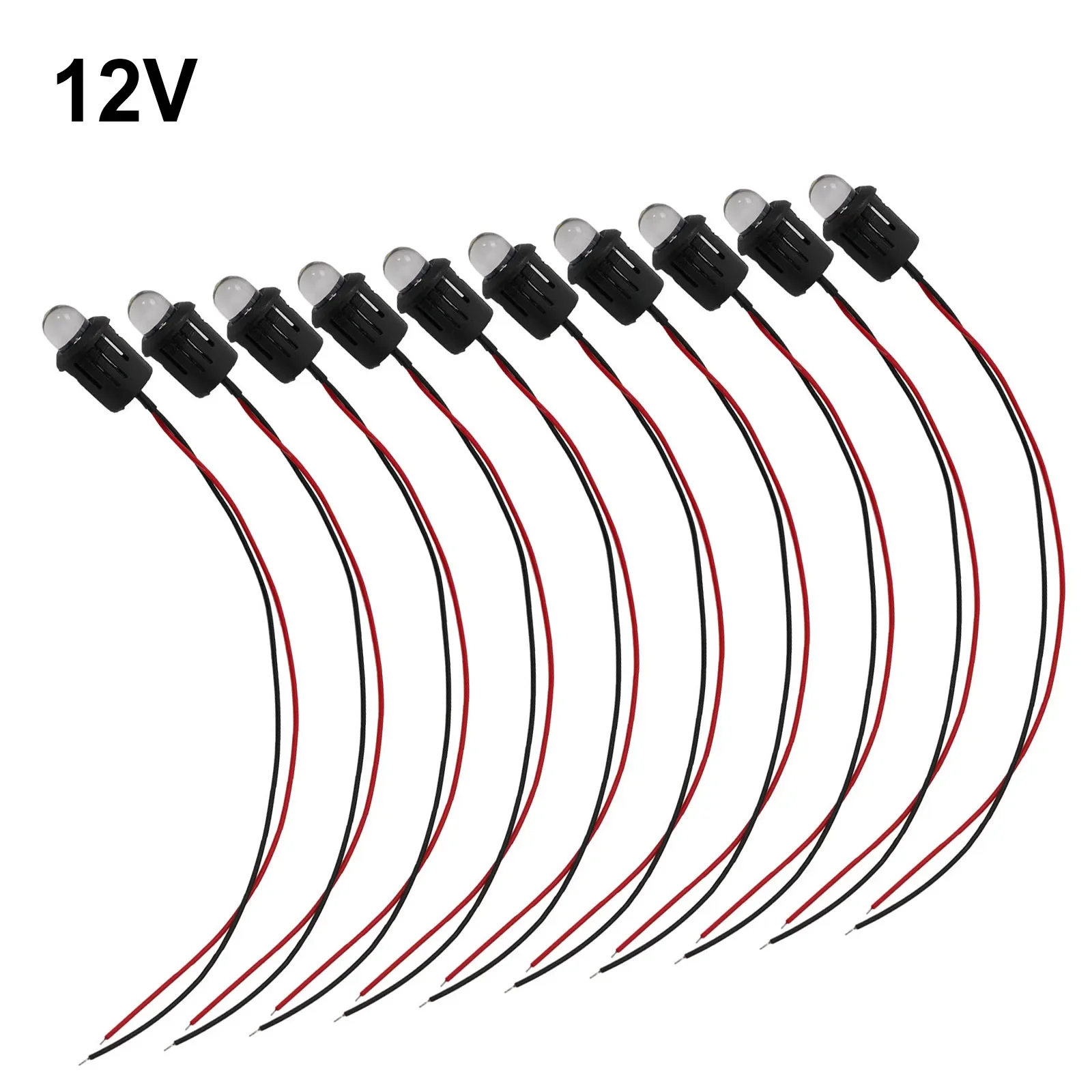 10Pcs 12V Pre-Wired Constant LED Ultras Clear Bulb Cable Prewired Led Lamp RGB LED Night Light 10mm DIY Home Garden Party Decor