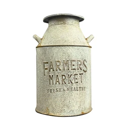 Shabby Style Metal Portable Double Ear Barrel Flower Barrel Flower Pot Decoration Country Style Milk Pot Family Garden Vase