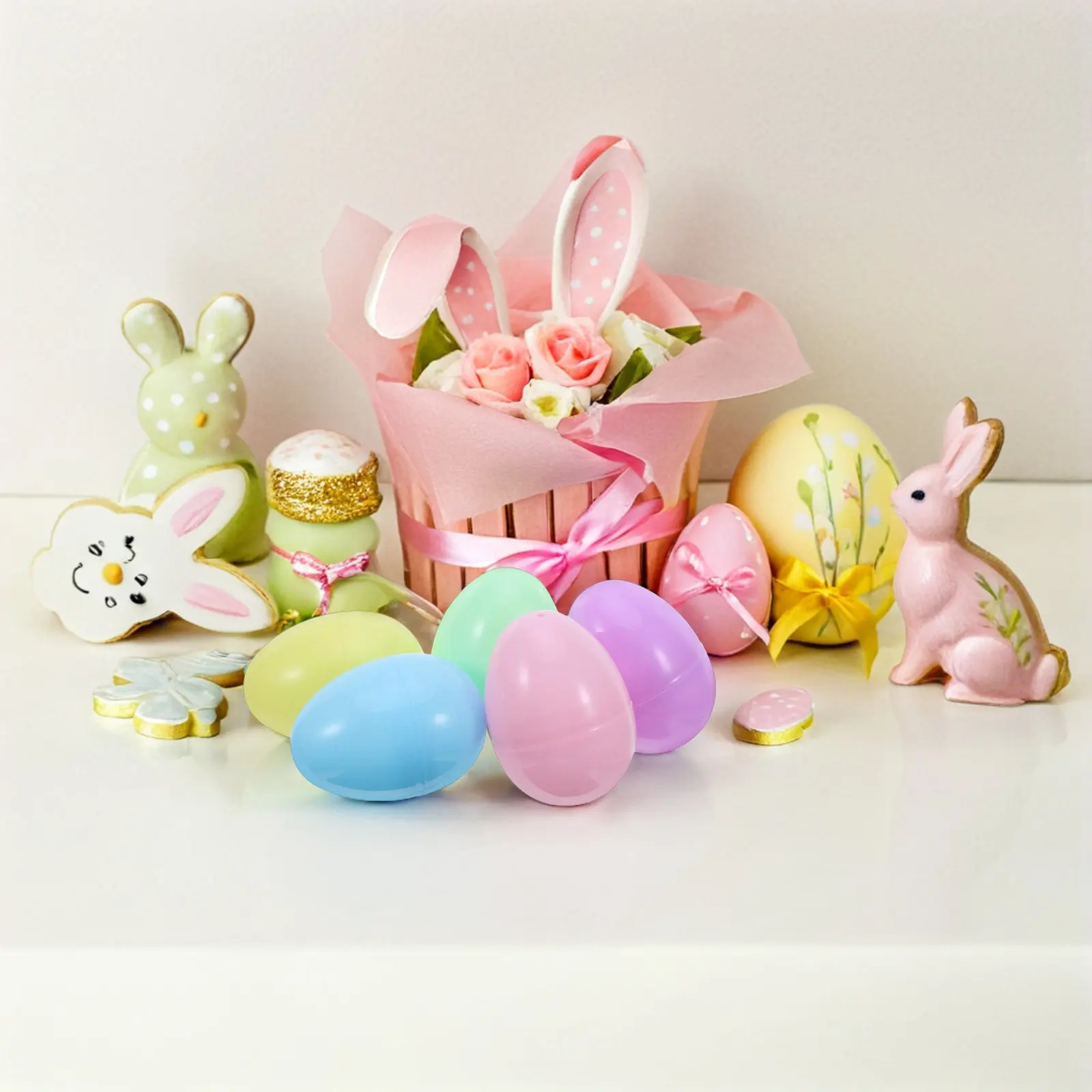 30Pcs Large Pastel Translucent Plastic Easter Eggs 56x78mm Fillable Empty Eggs for Holiday Decor Egg Hunt Classroom Fun Crafts