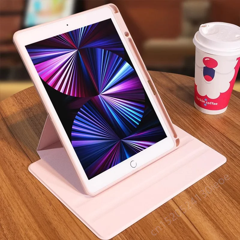 iPad 10 10 세대 2022 케이스 (연필 홀더 포함) iPad 10.2 용 360 회전 태블릿 ​​커버 9th 8th 7th Air 5th 4th 11 2024