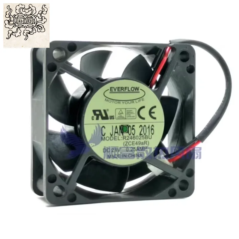 

Ltsf For EVERFLOW R246025BU DC 24V 0.25A 60x60x25mm 2-Wire Server Cooling Fan