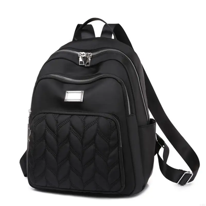 63HC School Backpack Purse for Women Girls School Bag Multiple Pockets Travel Daypack Quilted Rucksack