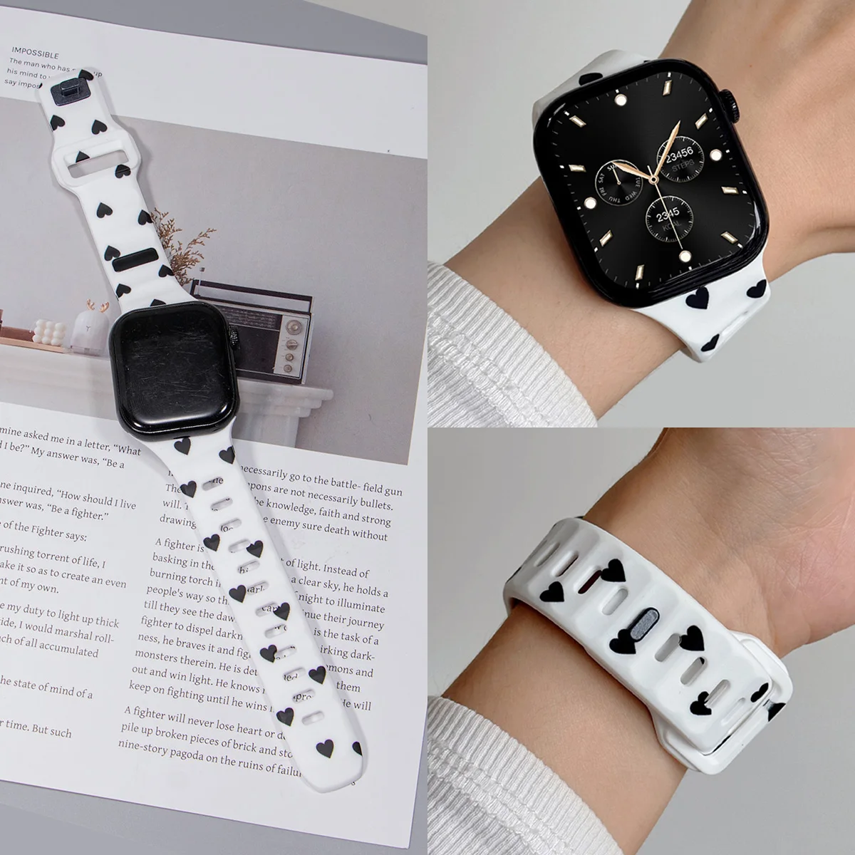 Slanted Silicone Strap for Apple Watch Ultra 4/3/2 49mm 40 41 44 45 46mm Sports Bracelet for IWatch Series 12 11 10 9 8 7 6 SE3