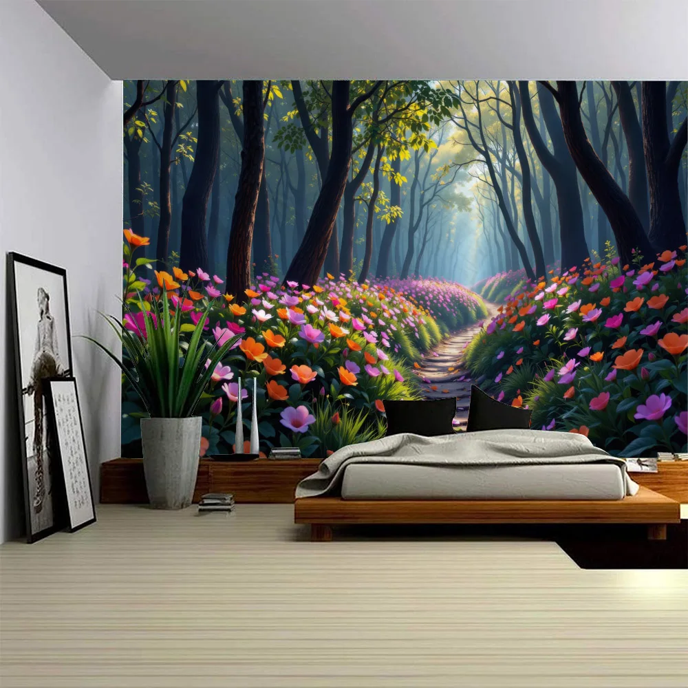 

Beautiful forest flowers, artistic tapestries, bedroom background posters, home decor, fabric murals, beach sheets, picnic mats