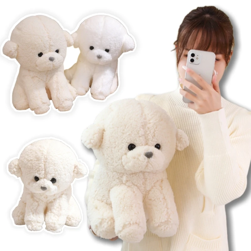 Kawaii Ebi Bear Dog Plush Toy White Beige Standing Simulation Small Bichon Frise Animal Plush Toy Decoration Home For Dog Friend