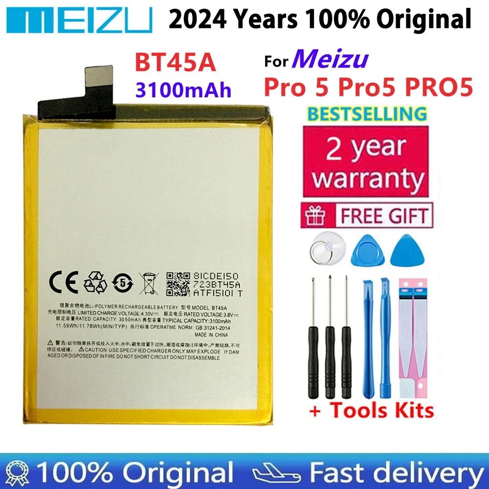 

Meizu 100% Original 3100mAh BT45A Battery For Meizu Pro 5 Pro5 PRO5 Phone Lastest Produce High Quality Battery+Free tools