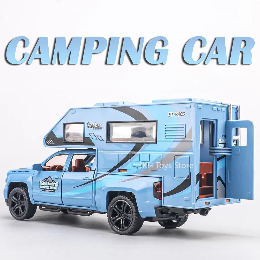1:32 캠핑카 모델 장난감 자동차 합금 다이캐스트 미니어처 RV 사운드 라이트 도어 오픈 풀백 장식 자동차 어린이 선물용