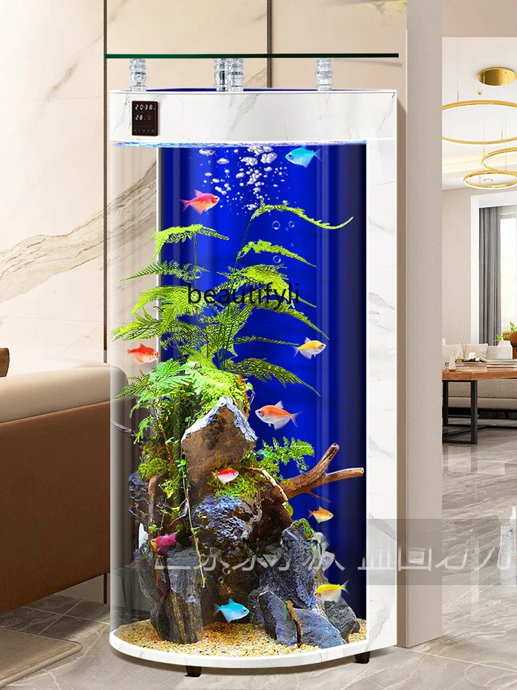 

Semi-Circular Floor Fish Tank Living Room Vertical Fish Globe Home Intelligent Ecological Change Water Aquarium