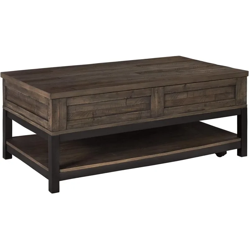 Rustic Rectangular Lift Top Coffee Table and Fixed Lower Shelf