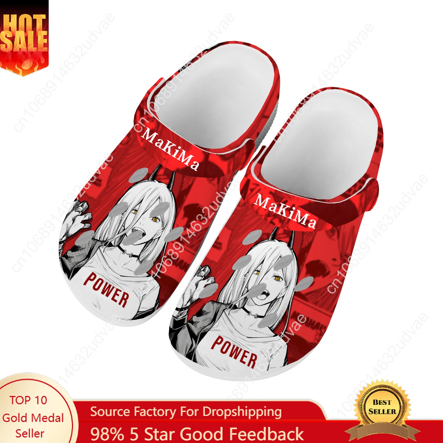 

Makima Water Shoes Mens Womens Chainsaw Man High Quality Home Garden Clogs Customizd Sandals Beach Breathable Hole Slippers