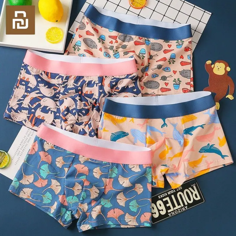 Youpin 3Pcs Men's Sexy Underwear Cartoon Printing Trend Boxer Shorts High Quality Soft and Comfortable Fabric Underwear Men 3XL