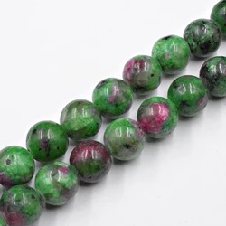 Red/green Epidote Zoisite Natural Stone Bead for Jewelry Making DIY Bracelet 4/6/8/10/12 MM Needlework Accessories Gift