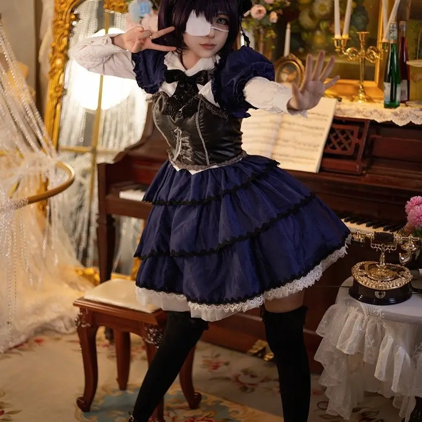 Gothic Dark Pattern Cosplay Dress Skirt Support Included Anime Series Niseiiki No Oishii Otome Cosplay Women's Dress