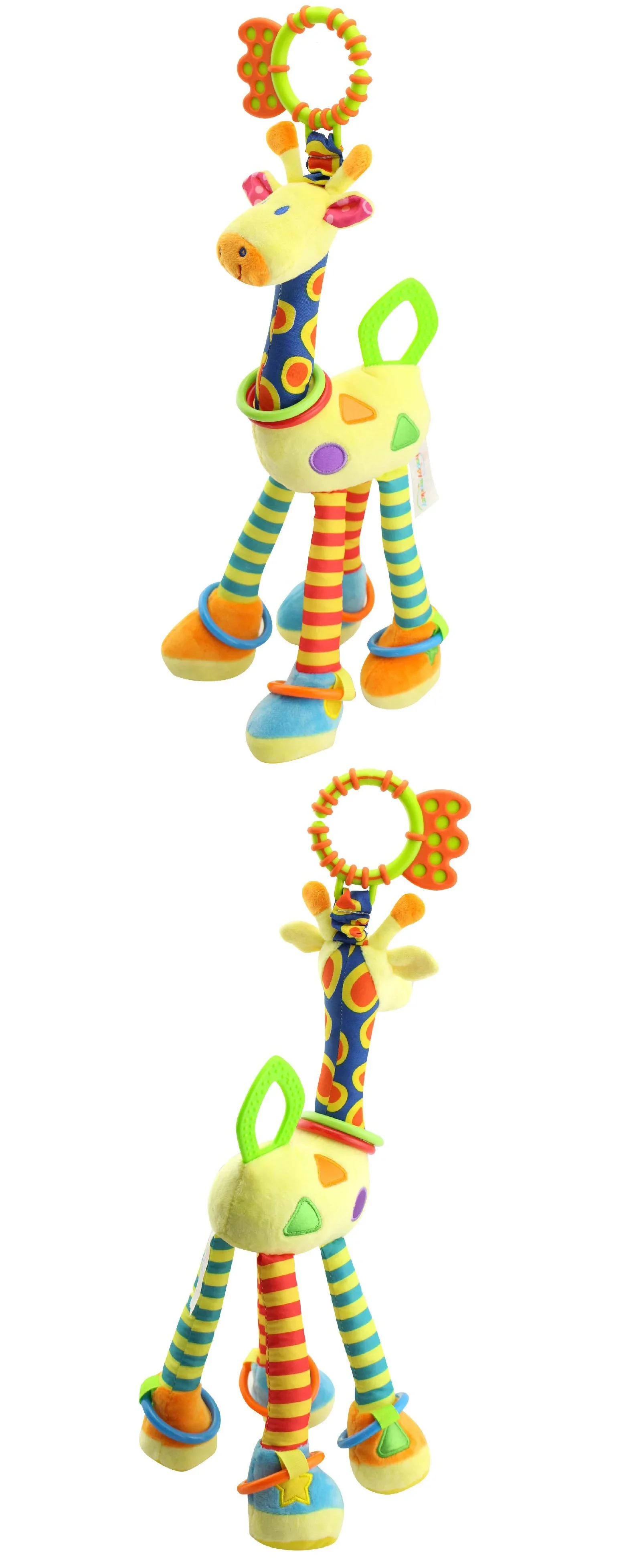 Sviluppo infantile del bambino Giraffa morbida Campanelli animali Sonagli Maniglia Massaggiagengive Giocattoli
