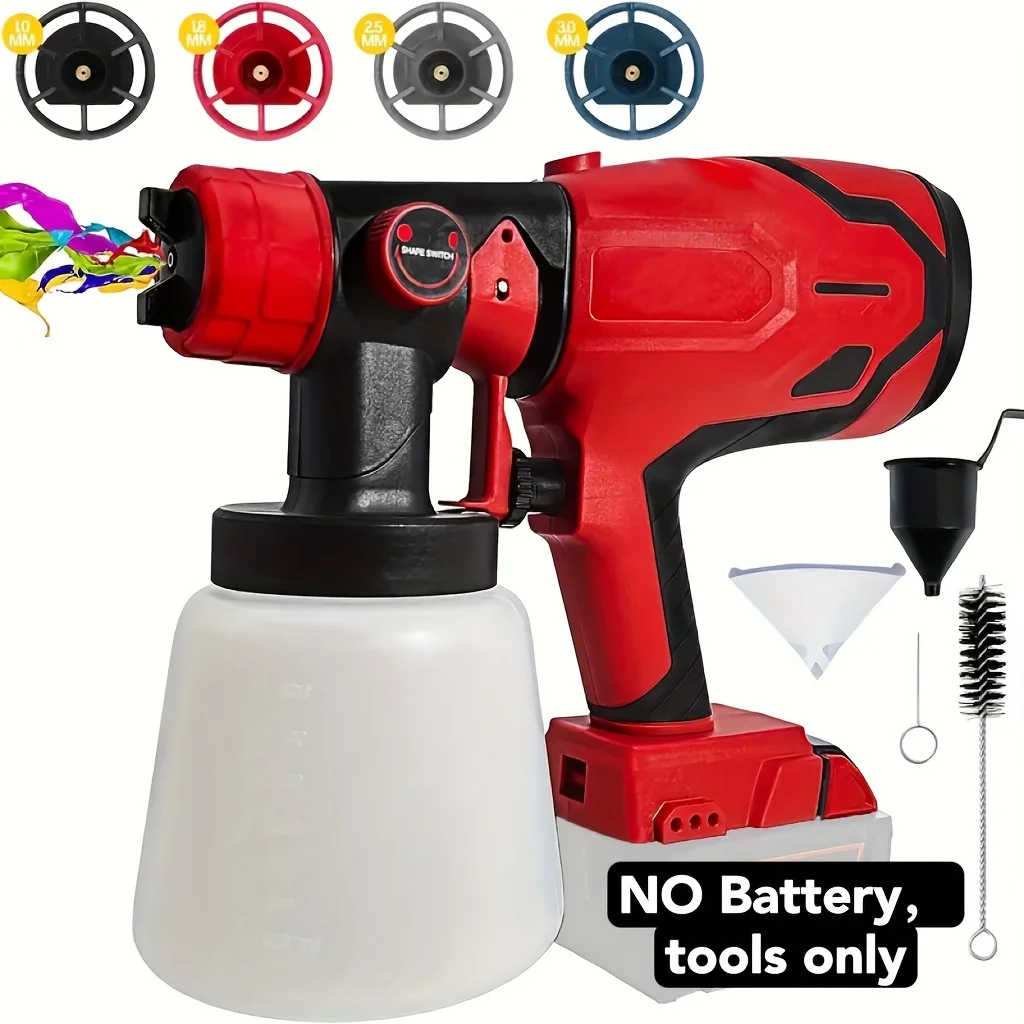 1000ML Cordless Electric Spray Gun Paint Sprayer Auto Furniture Steel Coating Airbrush For Milwaukee 18V Battery (No Battery)