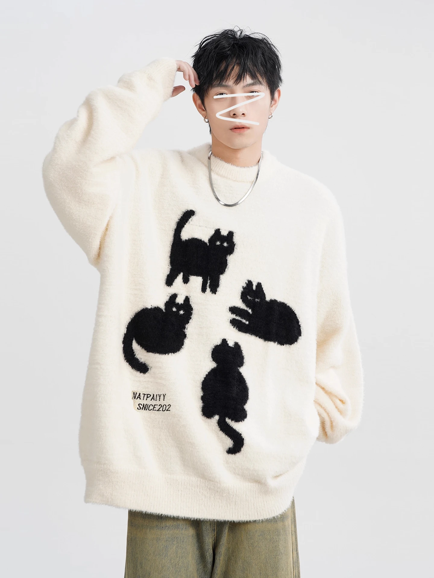 

Американский свитер крупной вязки из хлопкового бленда, свободный крой, унисекс, осенне-зимний, в стиле ретро, мягкий, для отдыха