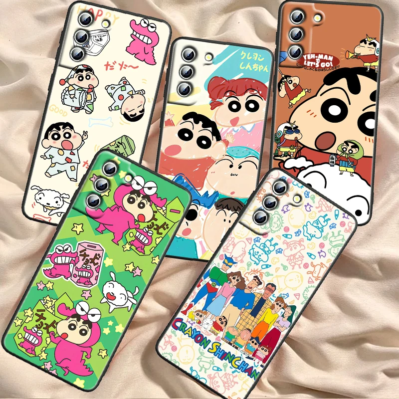 Crayon Shin Chan Cute Fashion For Samsung Galaxy S24 S23 S22 S21 S20 FE S10 S10E Plus Ultra Pro Lite 5G Black TPU Phone Case