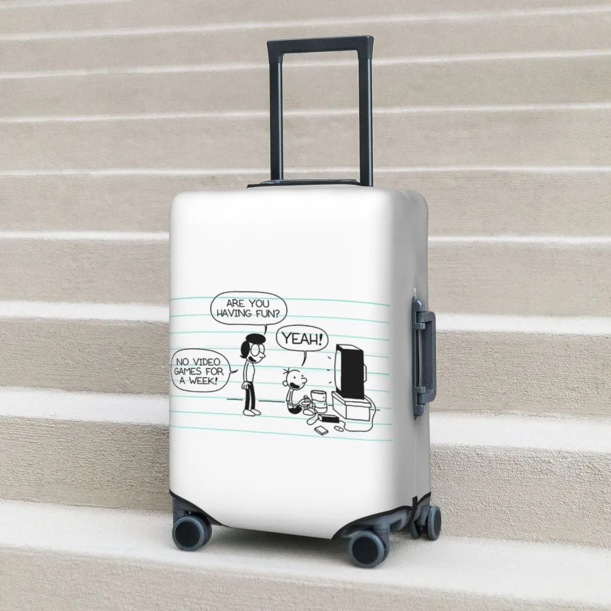 

Diary Of A Wimpy Kid No Video Game For A Week Suitcase Cover Protection Elastic Travel Luggage Protector Covers for 18-32 Inch