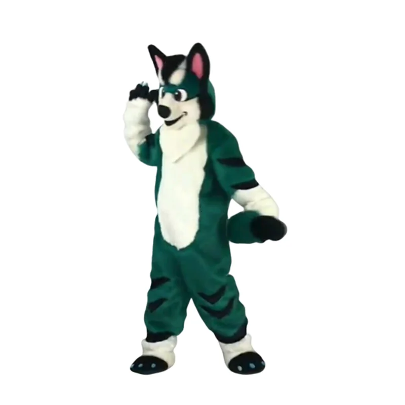 

New Cute Dark Green Husky Fox Dog Mascot Mascot Costume Suits Cosplay Party Dress Outfits Carnival Fursuit Birthday Gift