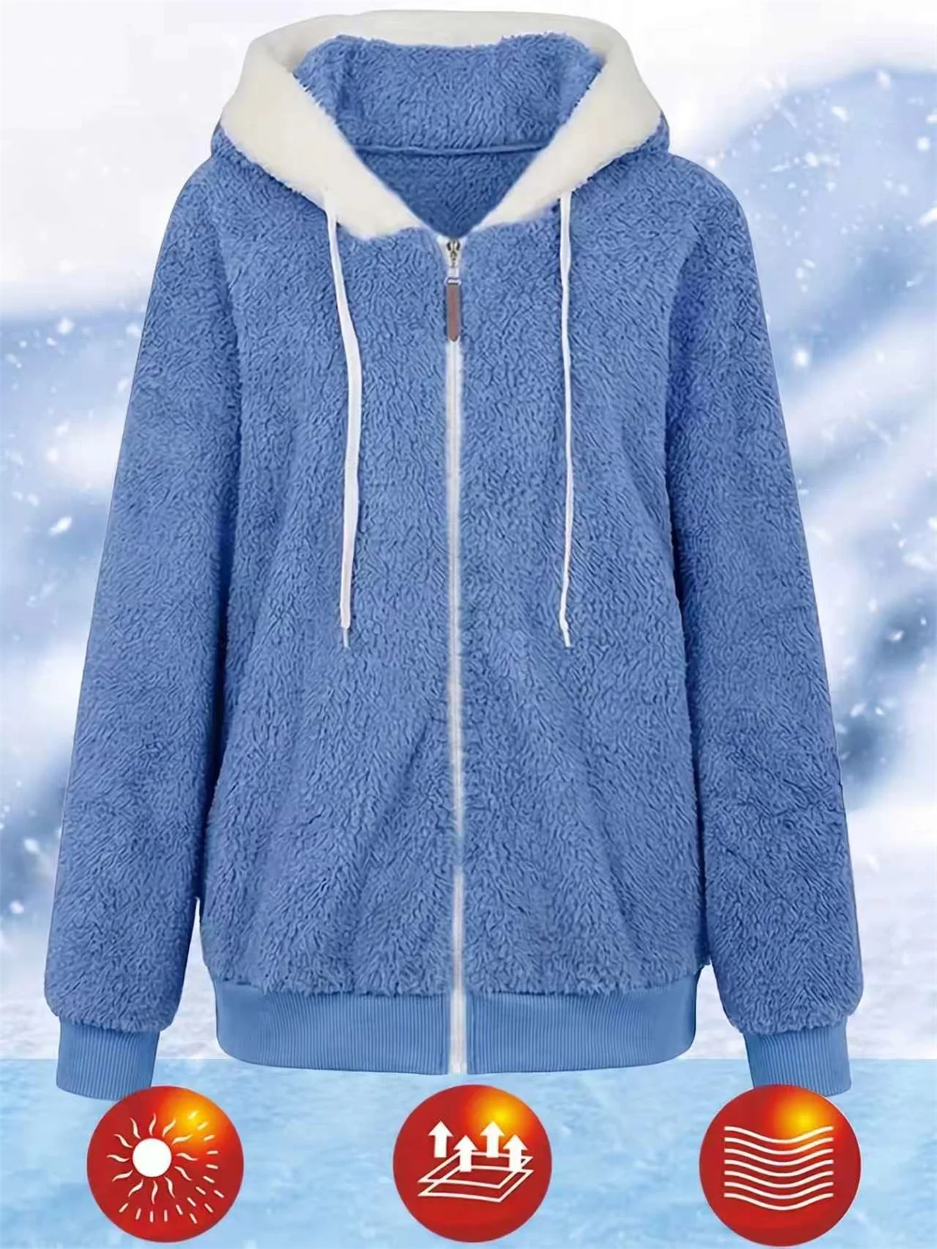 Women's Autumn and Winter Fashionable Plush Lazy Style Zippered Warm Jacket