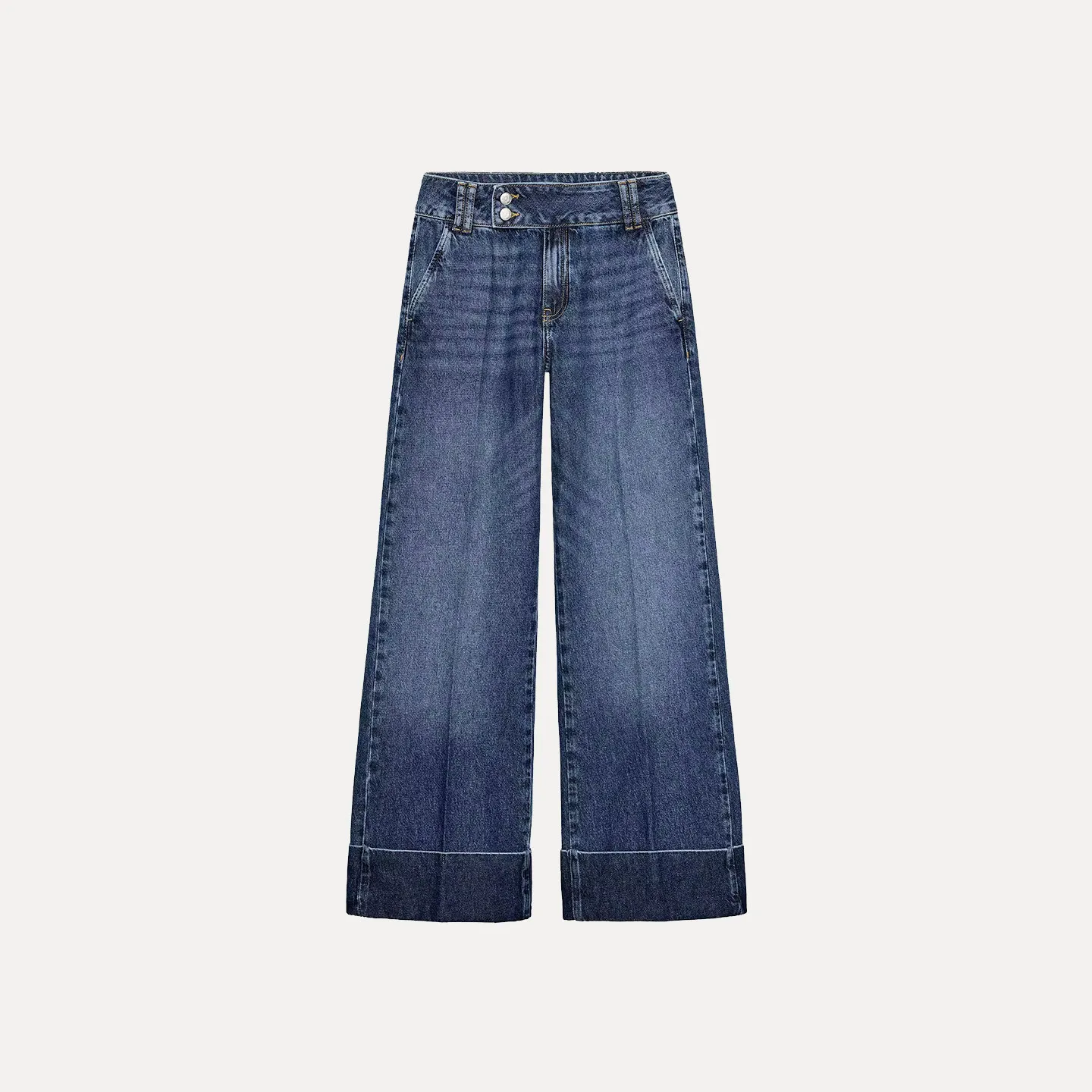 

Winter 2025 Women's Faion Personali Low Waist Cuffed Hem Straight Leg Jeans Stand Fit Micro Stretch l Waist Butt...