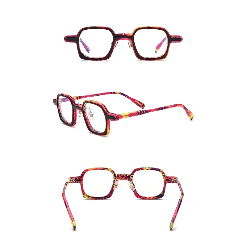 Belight Optical Acetate with Nose Pads Women Men Fancy Square Shape Vintage Retro Design Spectacle Frame Precription Lens 19213