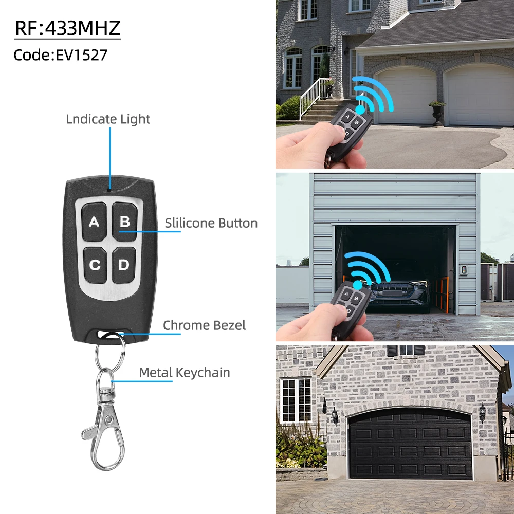 433Mhz RF Remote Control Circuit Universal Wireless Switch DC 6V 12V 4CH rf Relay Receiver and Keyfob Transmitter for Garage