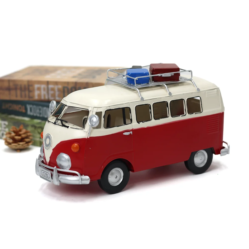 

1 Piece of Handmade Retro Tourist Bus Model Ornaments, Personalized Home Living Room Wine Cabinet Decorations, Iron Model Creative Ornaments