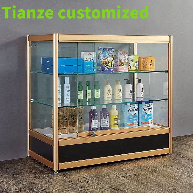 (customized)48 inch Lockable Smoke Store Display Cabinet with LED Light FullSmoke Shop Display Glass Showcase Counter