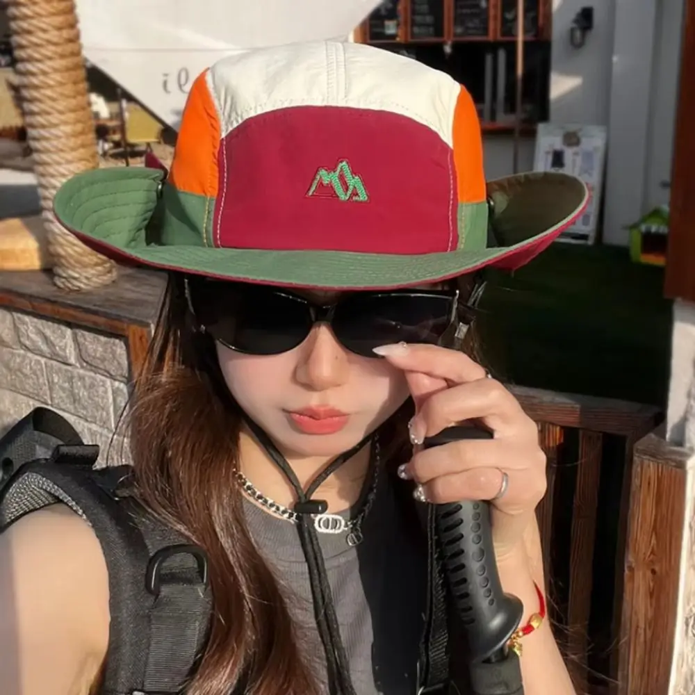 Topi Ember Warna Kontras Poliester Topi Pendakian Gunung yang Dapat Disesuaikan dan Cepat Kering dengan Perlindungan UV yang Dapat Dilipat