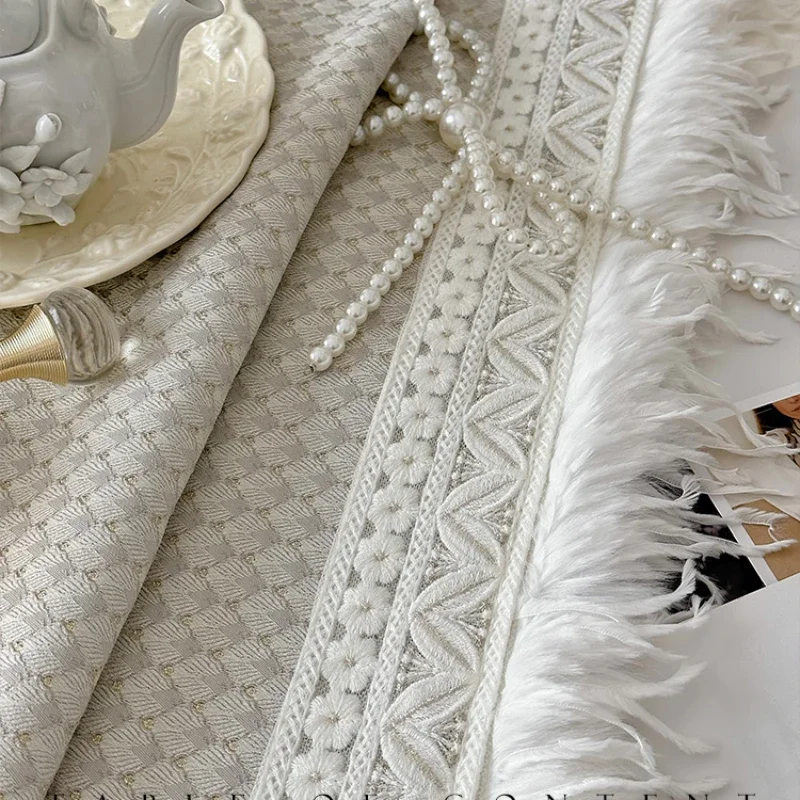 Custom Size Pattern French Romantic Glossy Jacquard Feather Lace Luxurycurtains for Living Room Bedroom Dining Blackout Tulle
