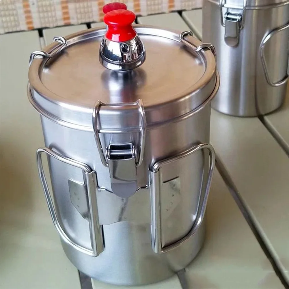 قدر ضغط صغير خفيف للغاية 304 من الفولاذ المقاوم للصدأ مع مقبض قابل للطي للتخييم في الهواء الطلق وعاء طبخ محمول مدمج منفرد