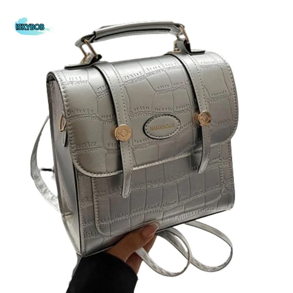 

Solid Color Korean Trendy Shoulder Bag PU Leather All Match Schoolbags Casual Fashion Handbag Travel