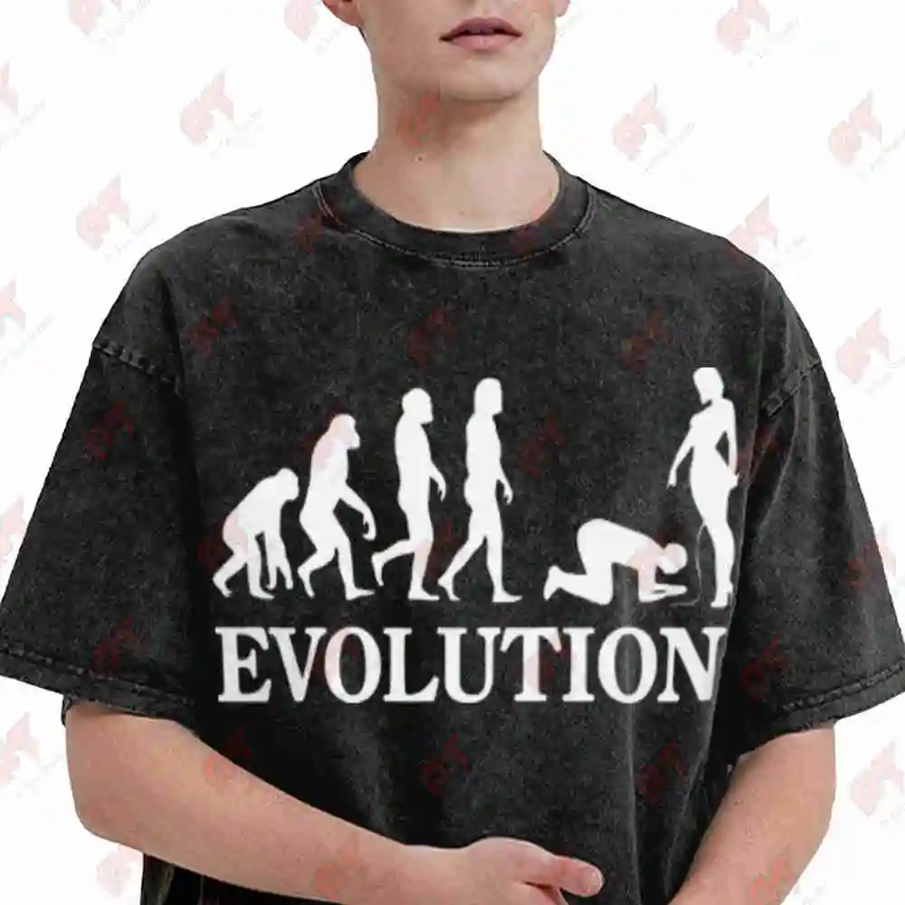 Evolution Simp Darwin Day Primate Change Vintage Washed Tee Pure Cotton T-Shirt