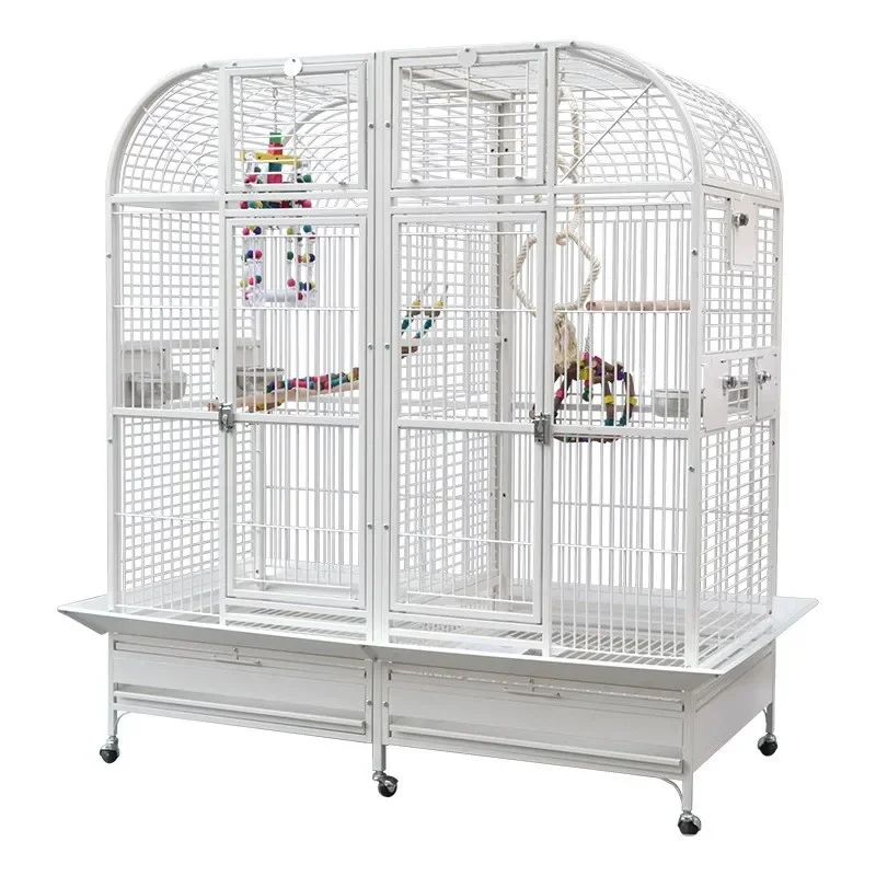 

Horizontal Sliding Iron Large Bird Cages Collapsible Easy Shipping Birdcage For Parrot Comfortable Stainless Steel Wire Cage