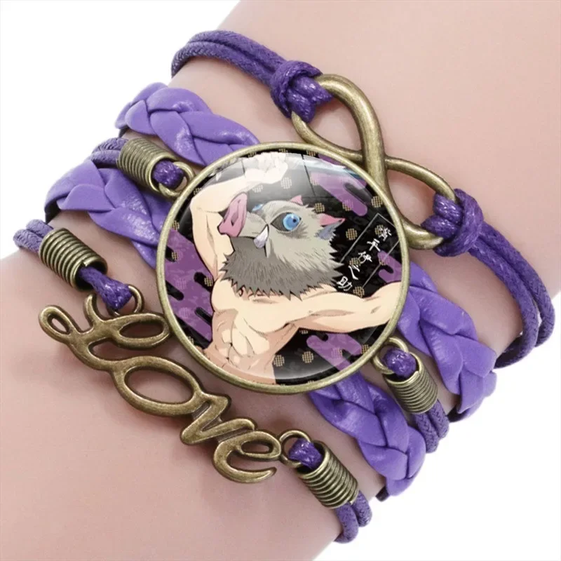 Anime Demon Slayer Braided Bracelet Cosplay Prop Kamado Tanjirou Nezuko Figure Couple Bracelets Jewels Gifts for Kids Boys Girls