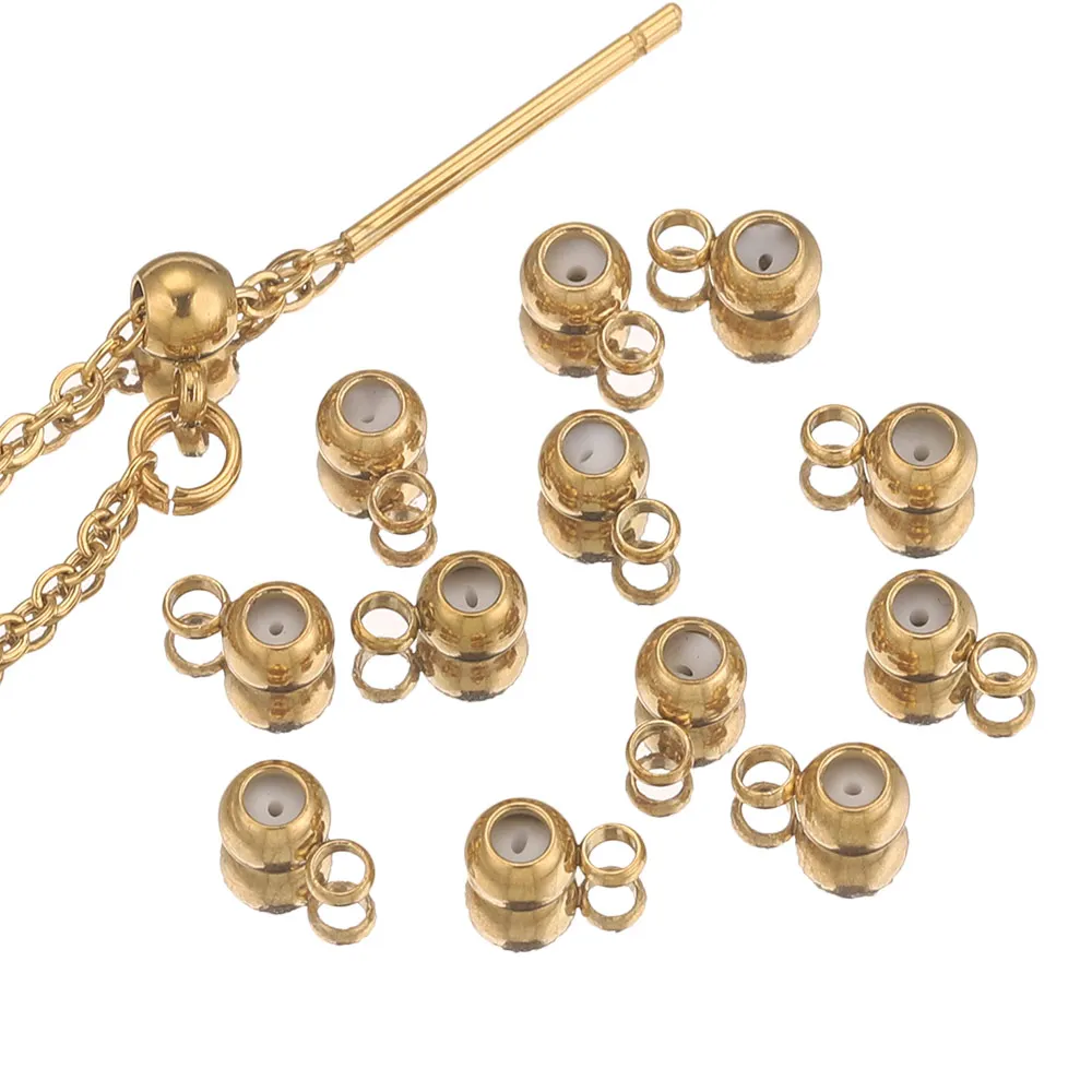 20 pezzi di perline con tappo in acciaio inossidabile per orecchini collana braccialetto creazione di gioielli fai da te oro Bail Bead Hanger Rings