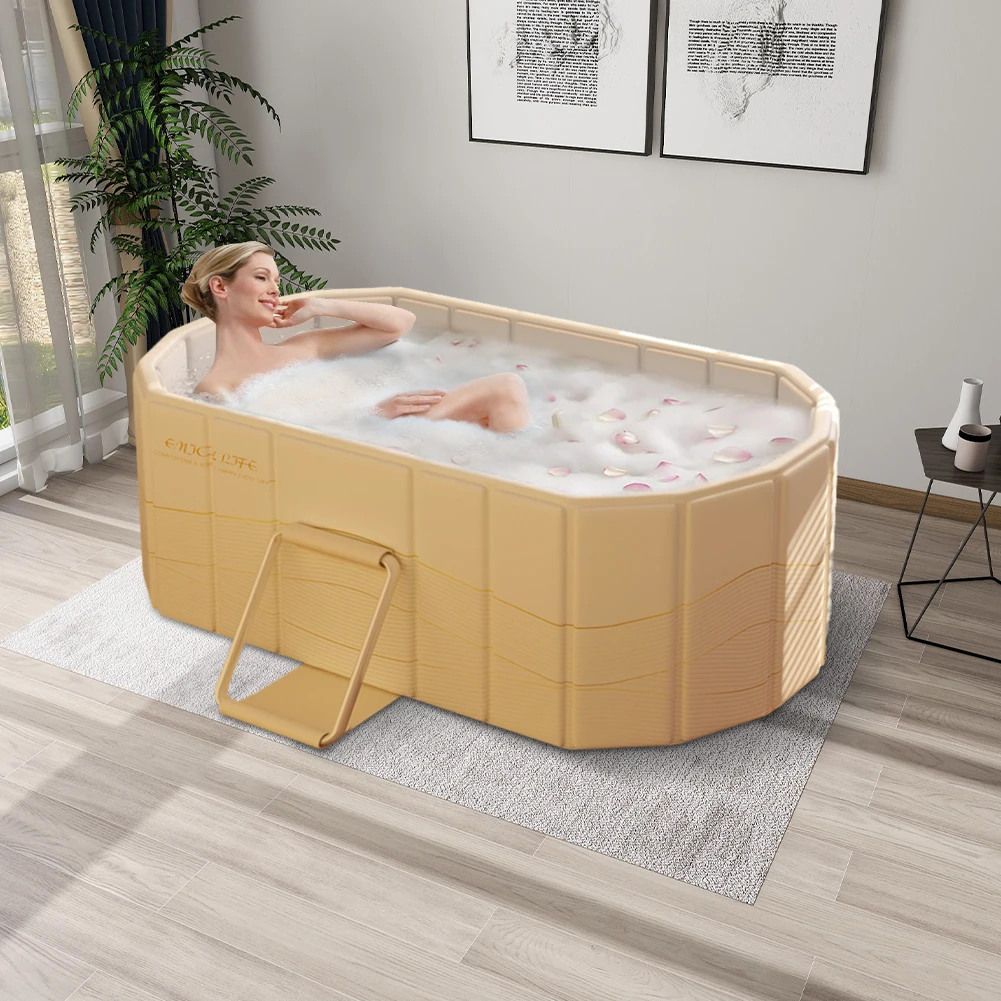 

Foldable Collapsible Ice Bath Tub Large Soaking Bathtub Dual Drainage Design Home Freestanding Bathtubs for Home Gym