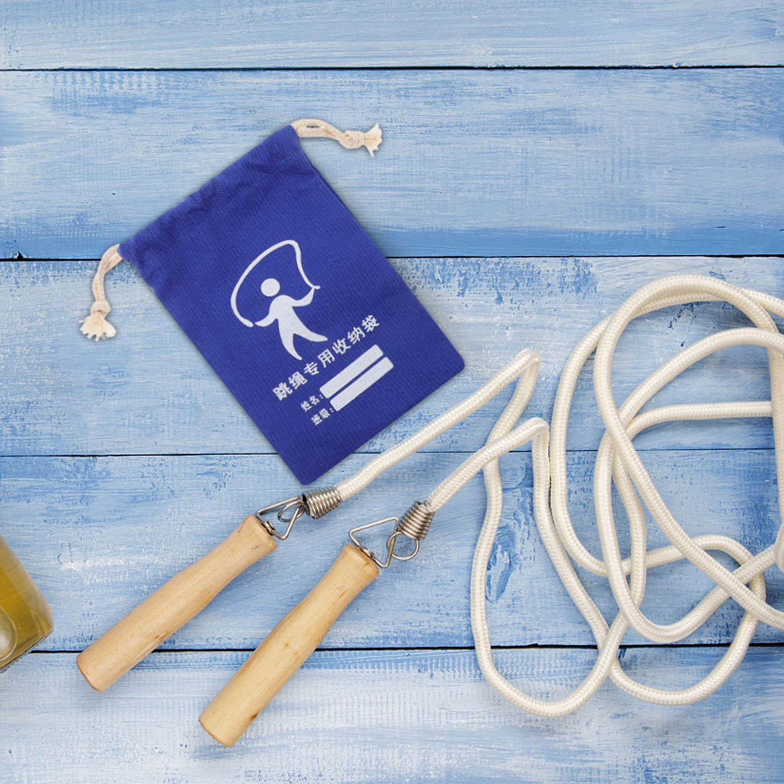Torba na skakankę z płótna ze sznurkiem, wytrzymała torba do przechowywania skakanki, sportowa torba do fitnessu, gimnastyki, torba na bidon, torba do zawieszenia pod prysznic