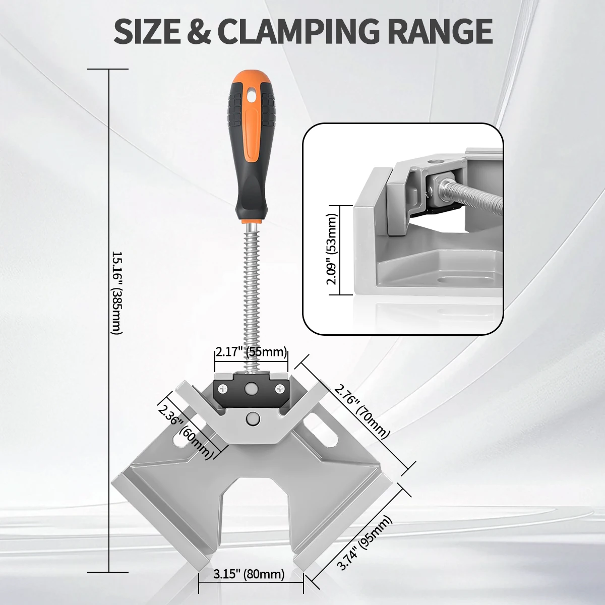 Abrazaderas de madera de ángulo recto de 90 grados para carpintería, con marco de aleación de aluminio de mandíbula oscilante ajustable, para soldadura, carpintería DIY