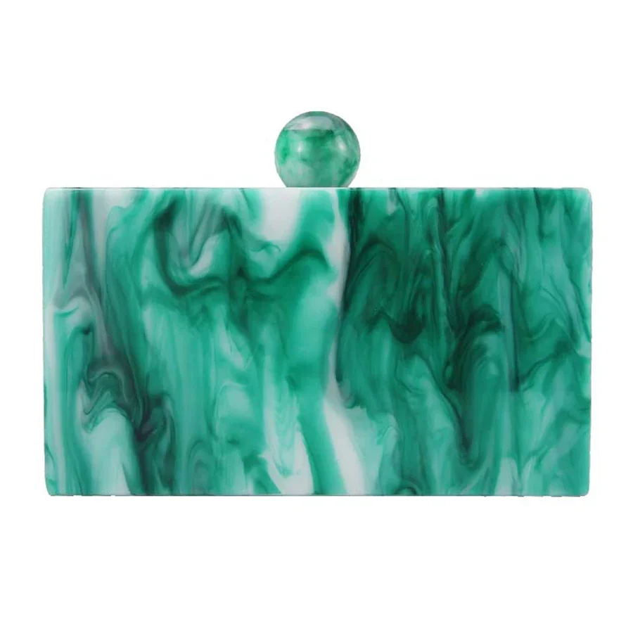 

Marble Yellow Green Mix Acrylic Purses And Handbags For Women Box Clip Shoulder Crossbody Bag Chains Clutch Purse Wedding Party