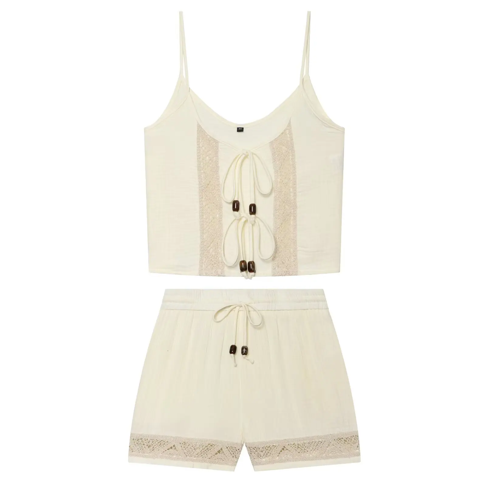 

Dave&di European And American Style Women's Bow Embroidered Top And Shorts Set New Two Piece Set Women's Suit Ropa Mujer