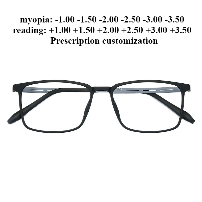 

52-16 Сверхлегкие прямоугольные очки для чтения с защитой от синего света для мужчин с различными степенями близорукости, индивидуальные 1,50 градусов