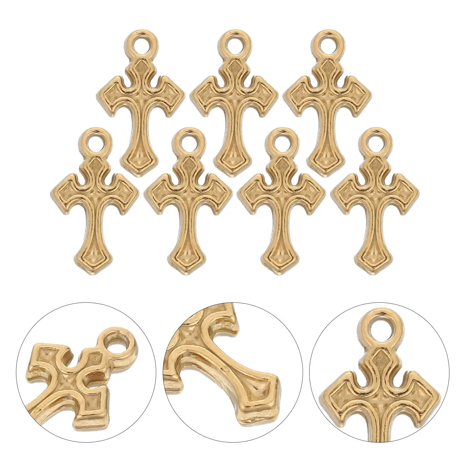 10 Piezas Colgantes de Cruz de Acero Inoxidable, Mini Crucifijos, Componentes para Fabricación de Joyería Religiosa, DIY para Collares, Pulseras y Llaveros
