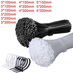 Attaches à glissière autobloquantes pour câble en plastique et nylon, anneau de fixation, sangle de serrage avec serrure, blanc et noir, 3x250mm, 4x500mm, 1000 pièces, 100 pièces, 300 pièces