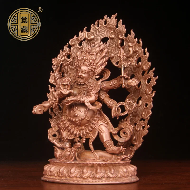 copper six-armed Mahagala Buddha statue ornament, six-armed bronze statue, home living room offering handicrafts