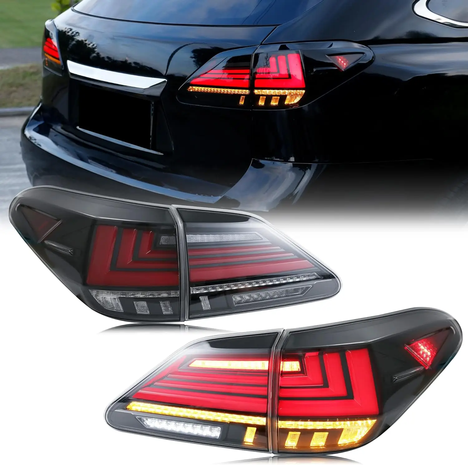 LED Tail Lights For Lexus RX350 RX450 2009-2015 Assembly With Start Up Animation DRL Turn Signal Sequential Rear Lamps