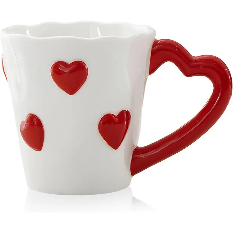 

A26F-Elegant 3D Heart Embossed Microwave & Dishwasher Safe Cup Gifts For Lover Mom Birthday Christmas Valentine's Day C