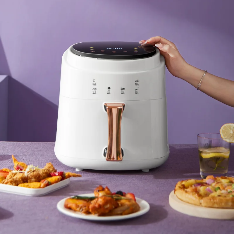 

New Arrivals 6 In 1 8L 1400W Smart Touch Screen Pink Custom Oil Free Electric Deep Fryer Hot Air Fryer